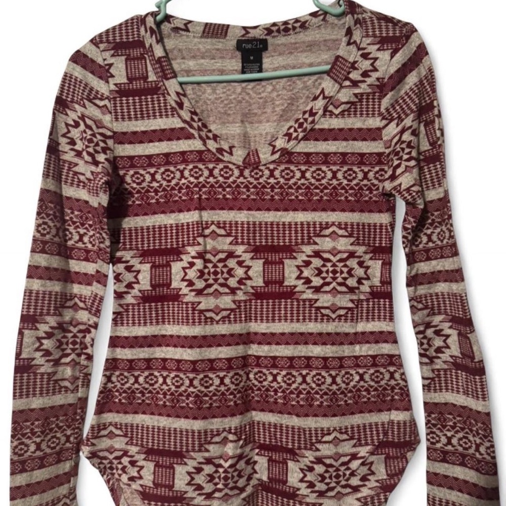 Women's Red Patterned Top